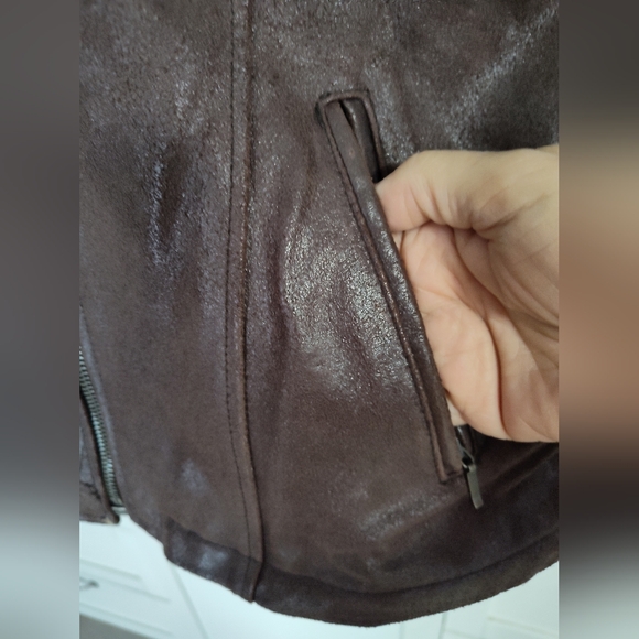 Women's Kenneth Cole Leather Jacket Unworn Cond Fun Detail Textured Sz M 8/10? - Picture 2 of 12